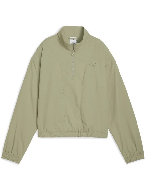 HER Relaxed Woven Half-Zip Crew AW25